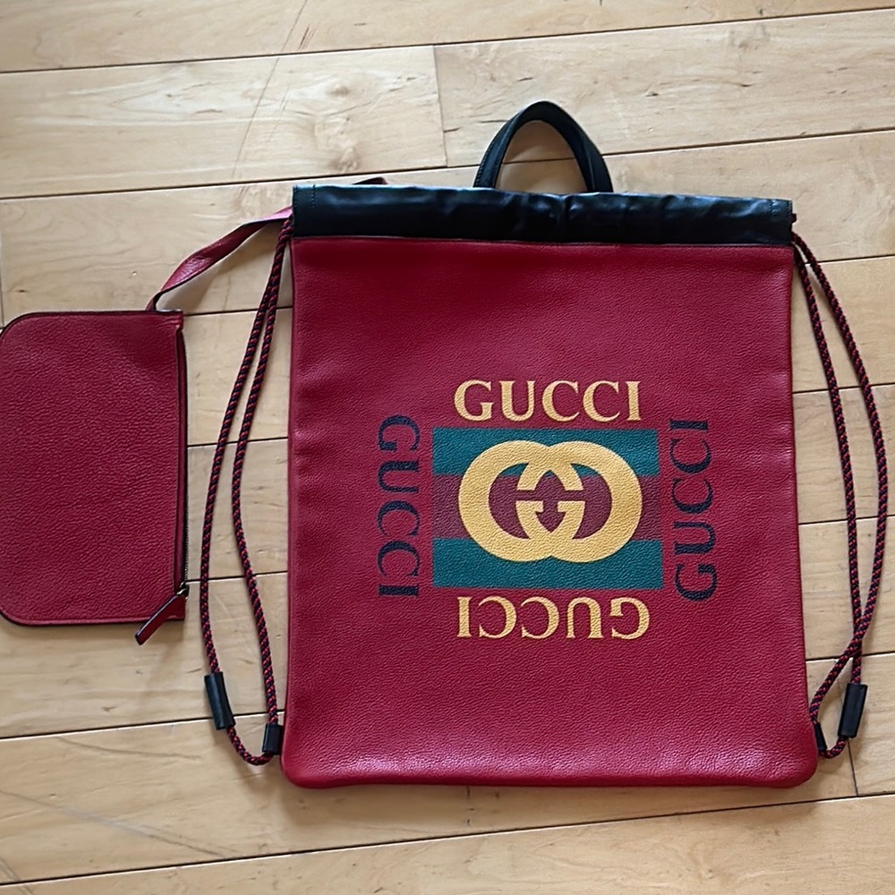 Gucci Red Backpack with Vintage Logo